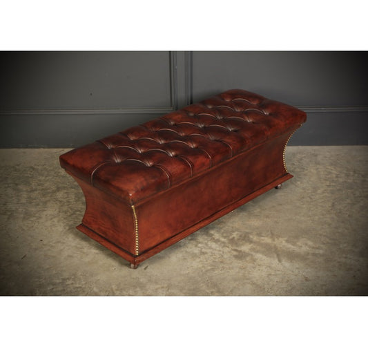 Late Regency Sarcophagus Buttoned Leather Ottoman