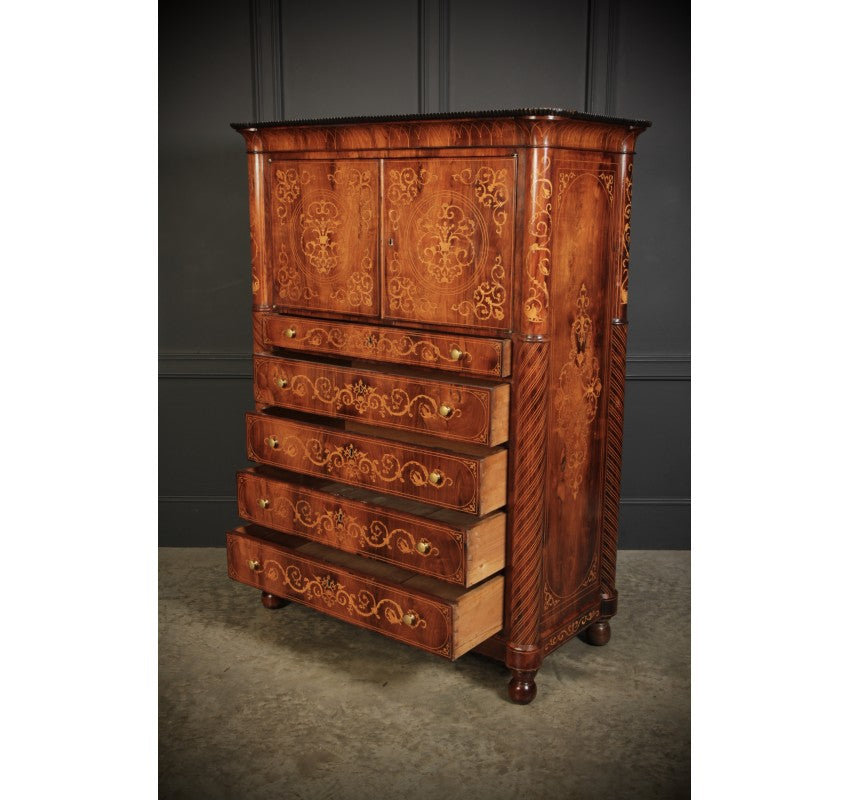 Magnificent Marquetry Inlaid Rosewood Cabinet