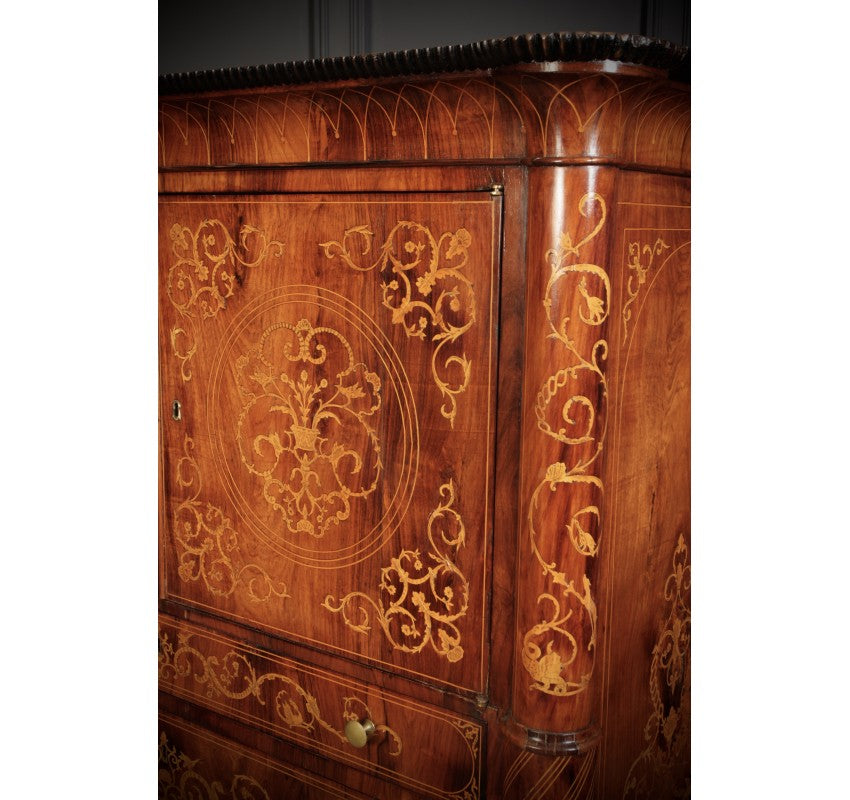 Magnificent Marquetry Inlaid Rosewood Cabinet