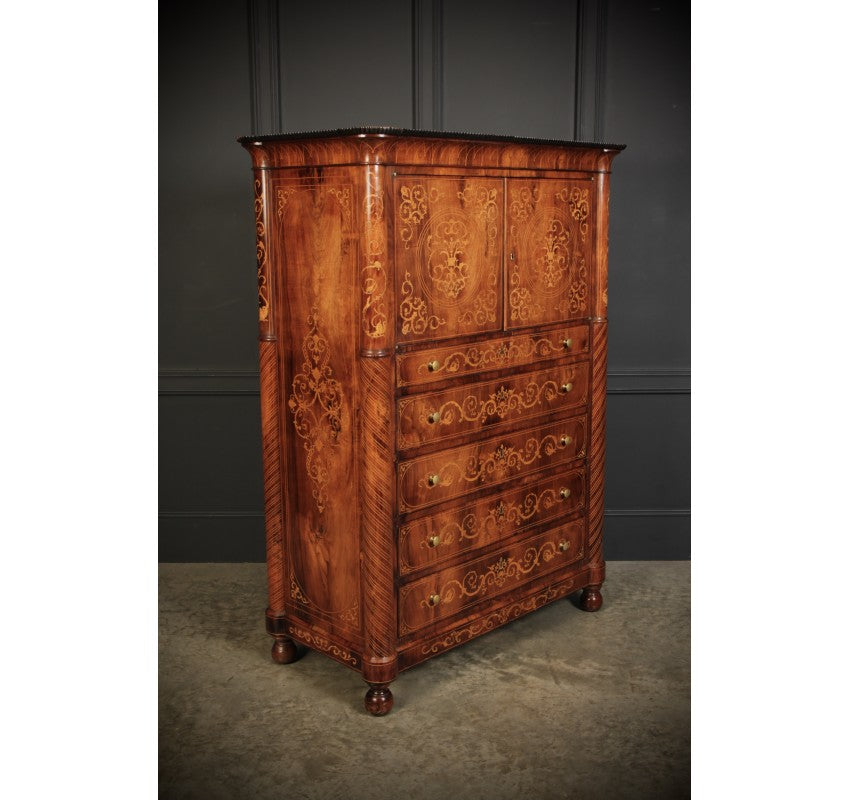 Magnificent Marquetry Inlaid Rosewood Cabinet