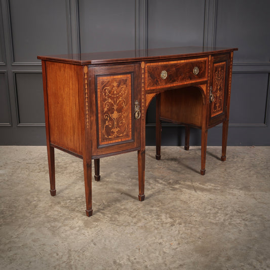 Marquetry Inlaid Mahogany Bow Front Sideboard