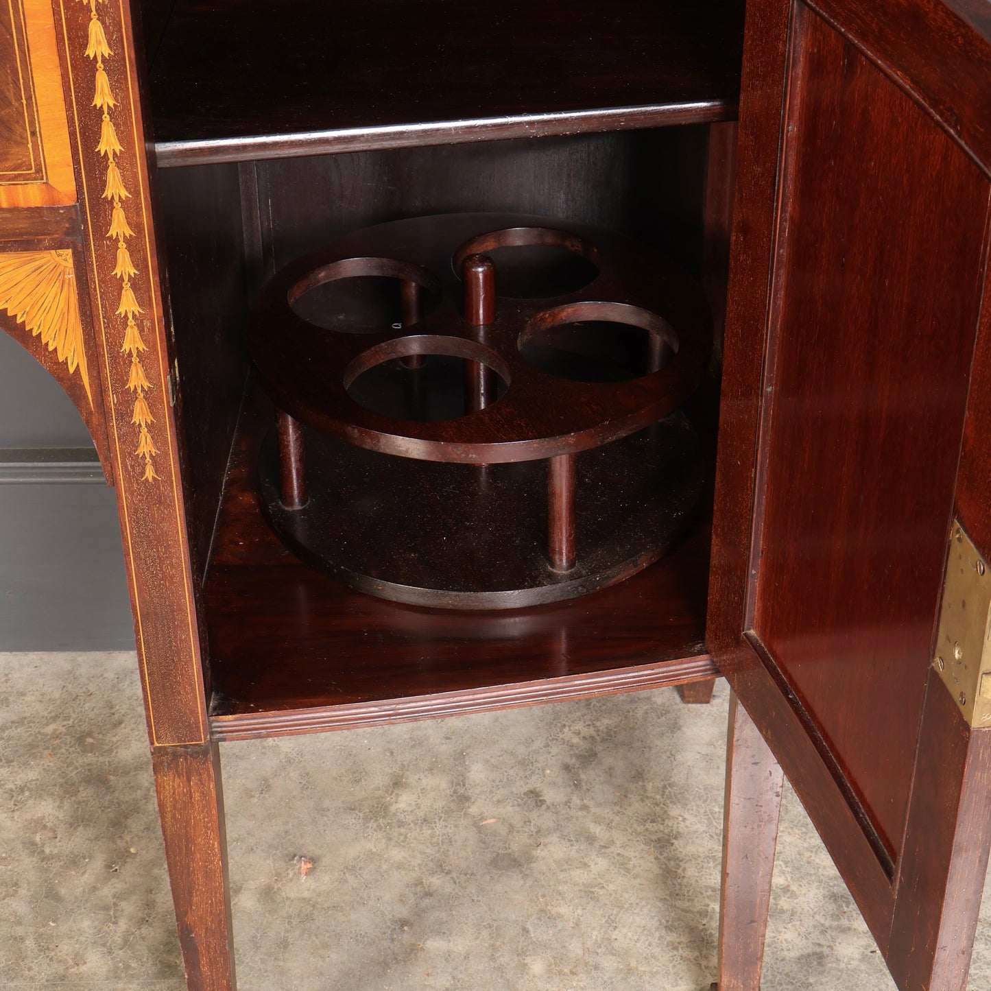 Marquetry Inlaid Mahogany Bow Front Sideboard