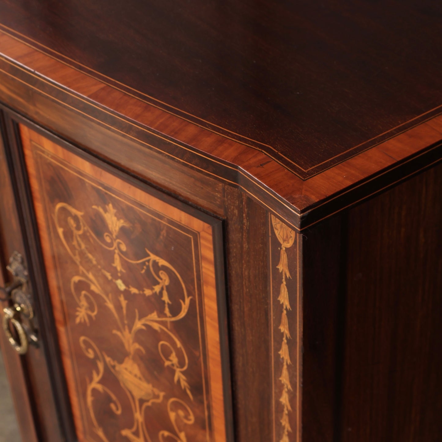 Marquetry Inlaid Mahogany Bow Front Sideboard