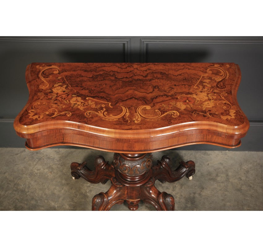 Marquetry Inlaid Walnut Card Table