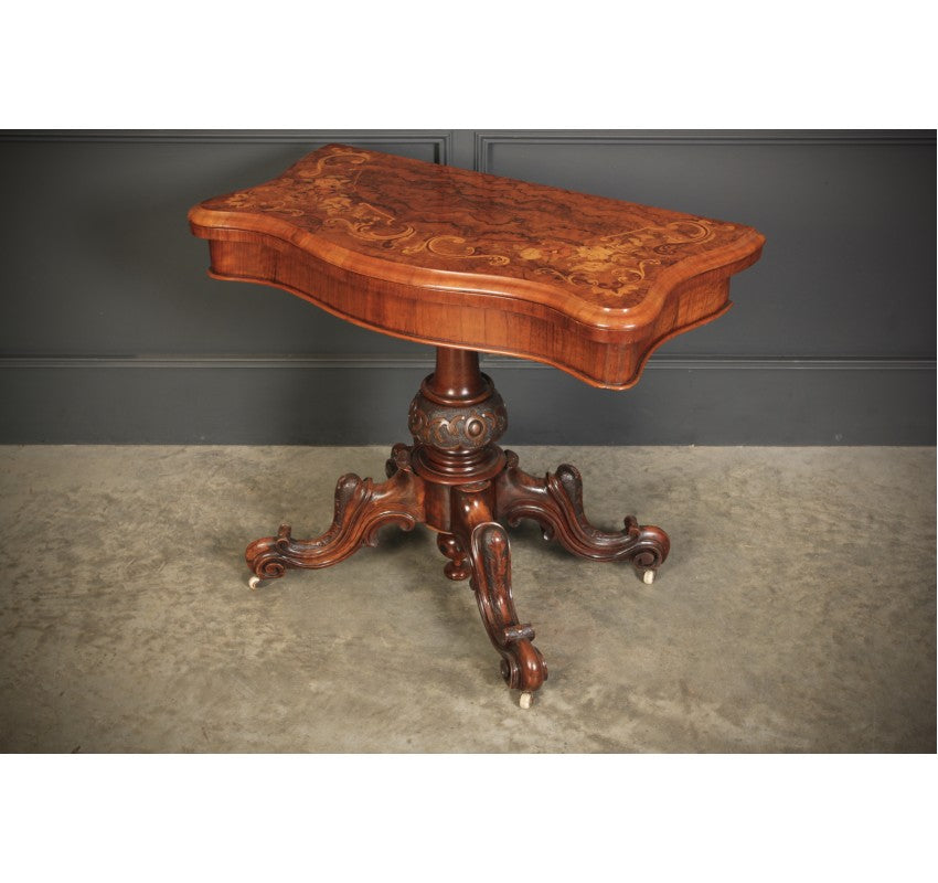 Marquetry Inlaid Walnut Card Table