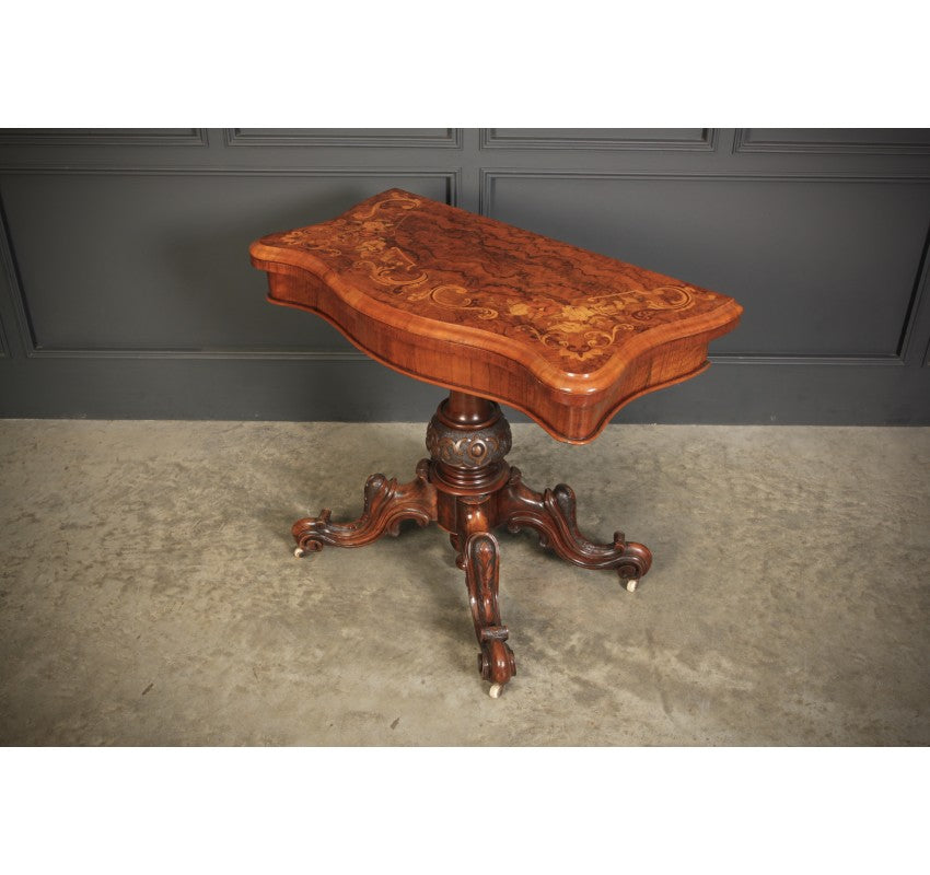 Marquetry Inlaid Walnut Card Table