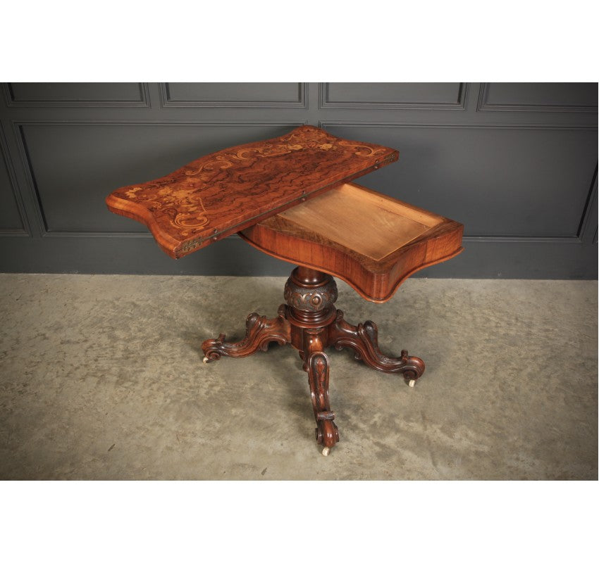 Marquetry Inlaid Walnut Card Table