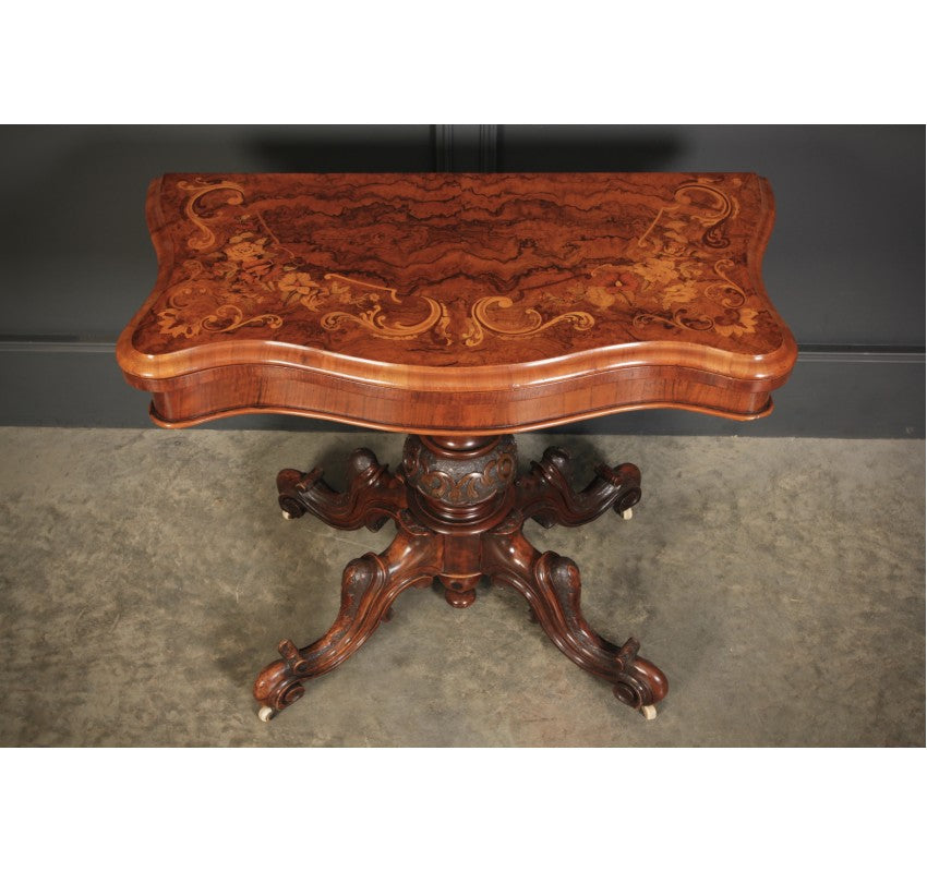 Marquetry Inlaid Walnut Card Table