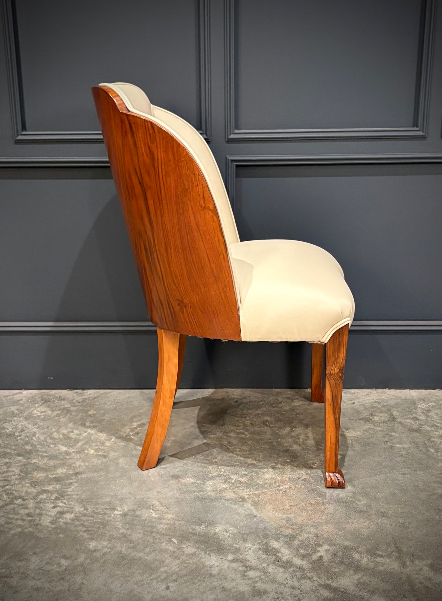 Pair of Art Deco Walnut & Leather Chairs