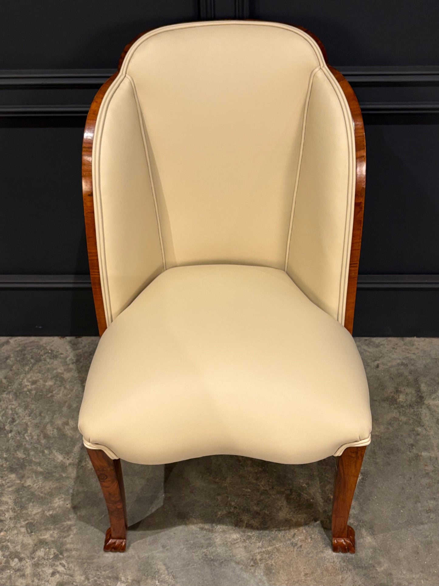 Pair of Art Deco Walnut & Leather Chairs