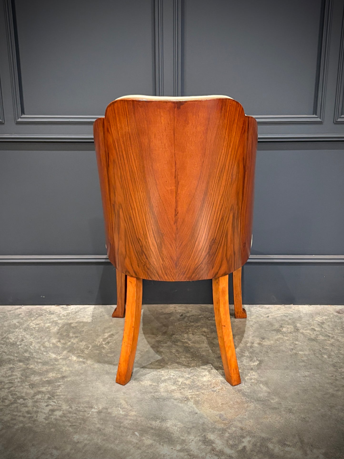 Pair of Art Deco Walnut & Leather Chairs