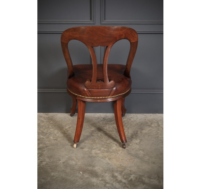 Mahogany & Leather Library Desk Chair