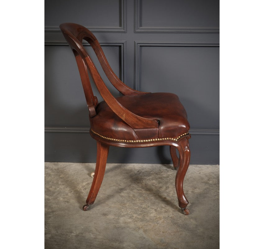 Mahogany & Leather Library Desk Chair