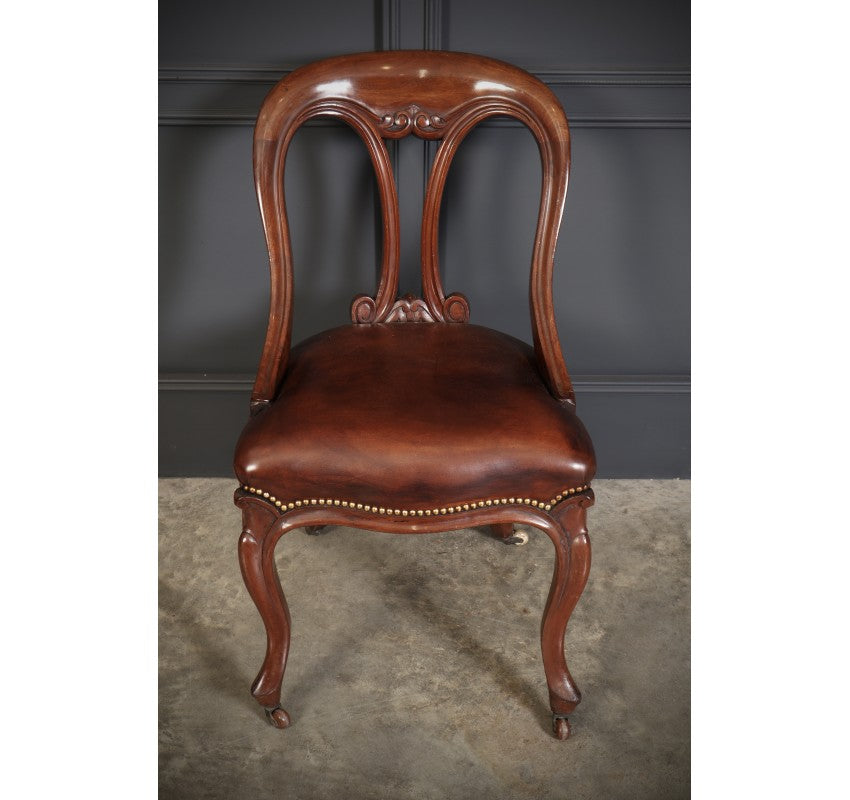 Pair of Mahogany & Leather Library Desk Chairs