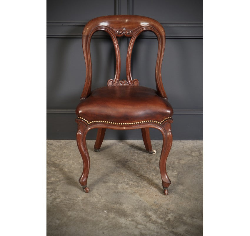 Pair of Mahogany & Leather Library Desk Chairs