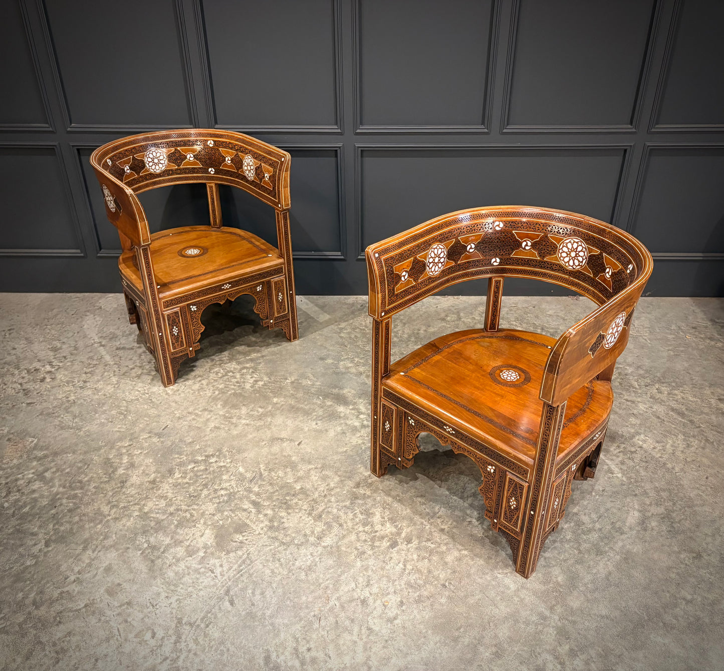 Pair of Syrian Walnut Chairs