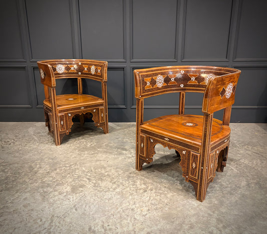 Pair of Syrian Walnut Chairs