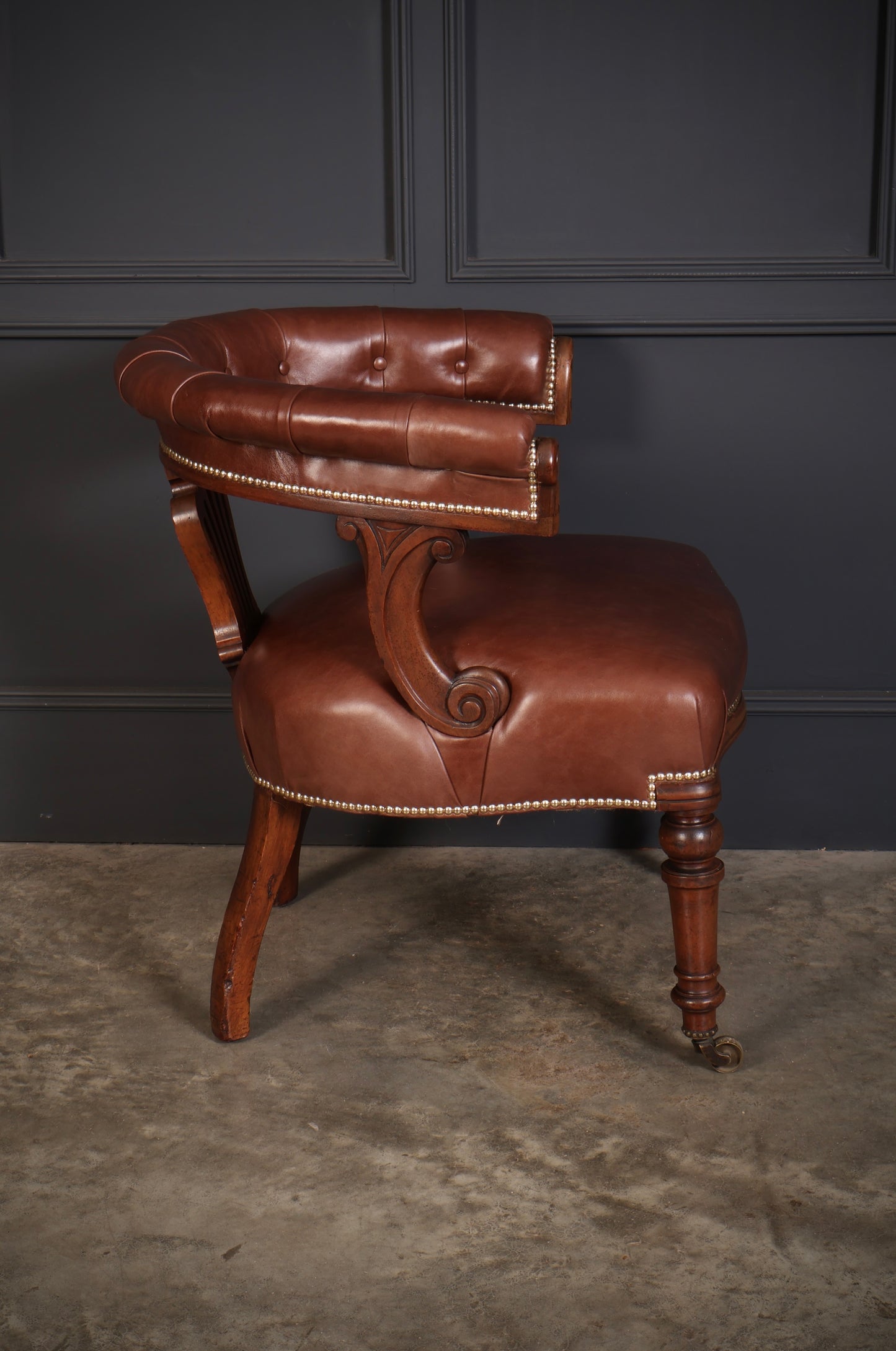 Pair of Victorian Mahogany & Leather Captains Desk Chairs
