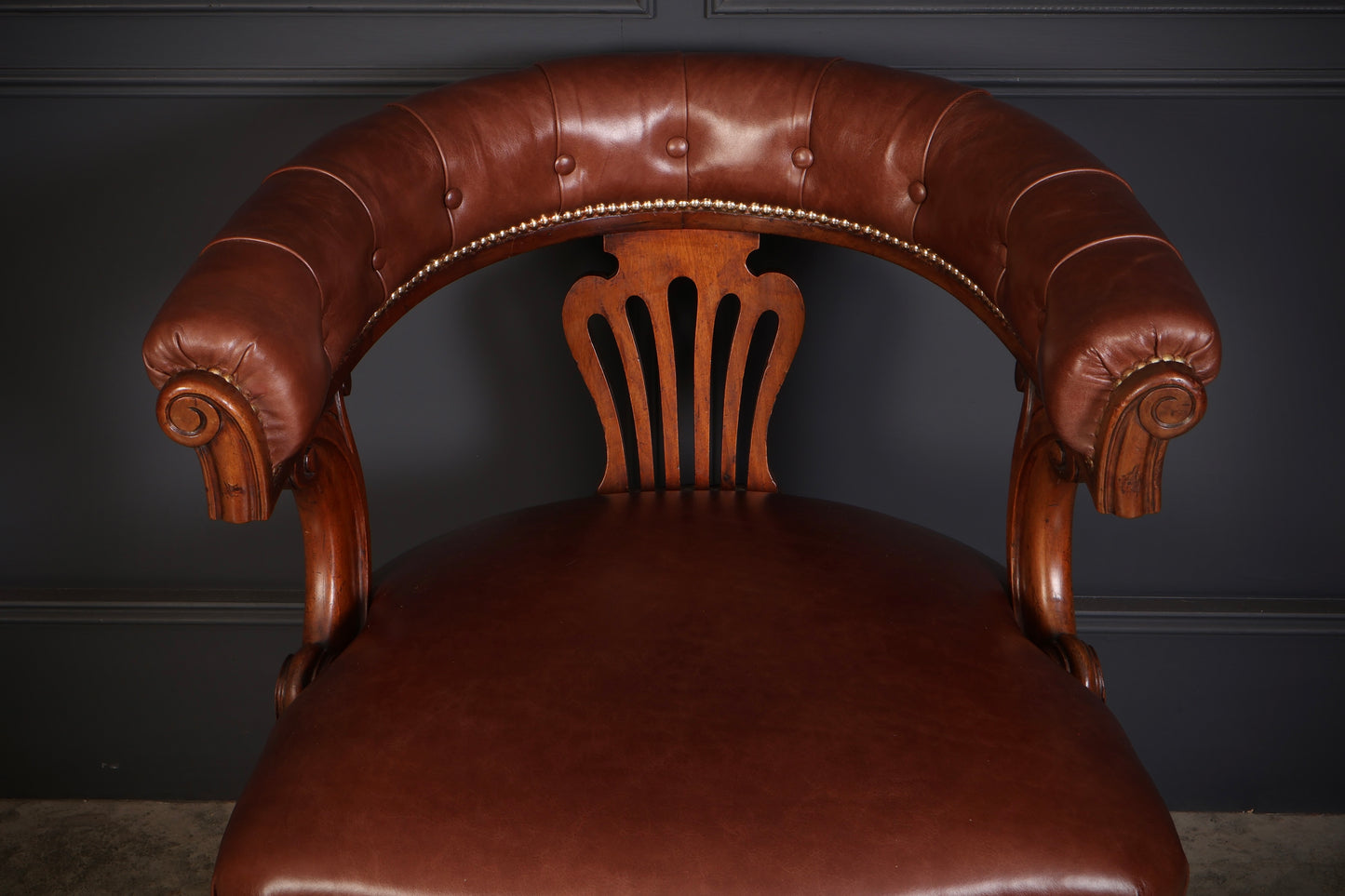 Pair of Victorian Mahogany & Leather Captains Desk Chairs