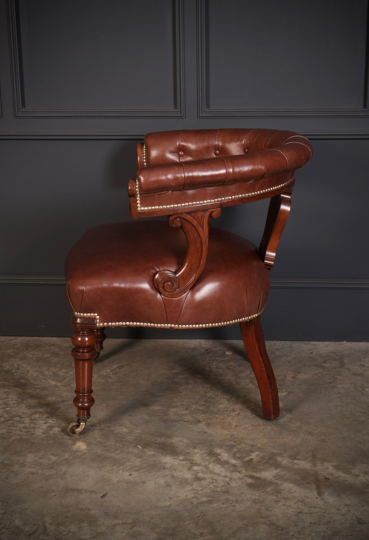 Pair of Victorian Mahogany & Leather Captains Desk Chairs