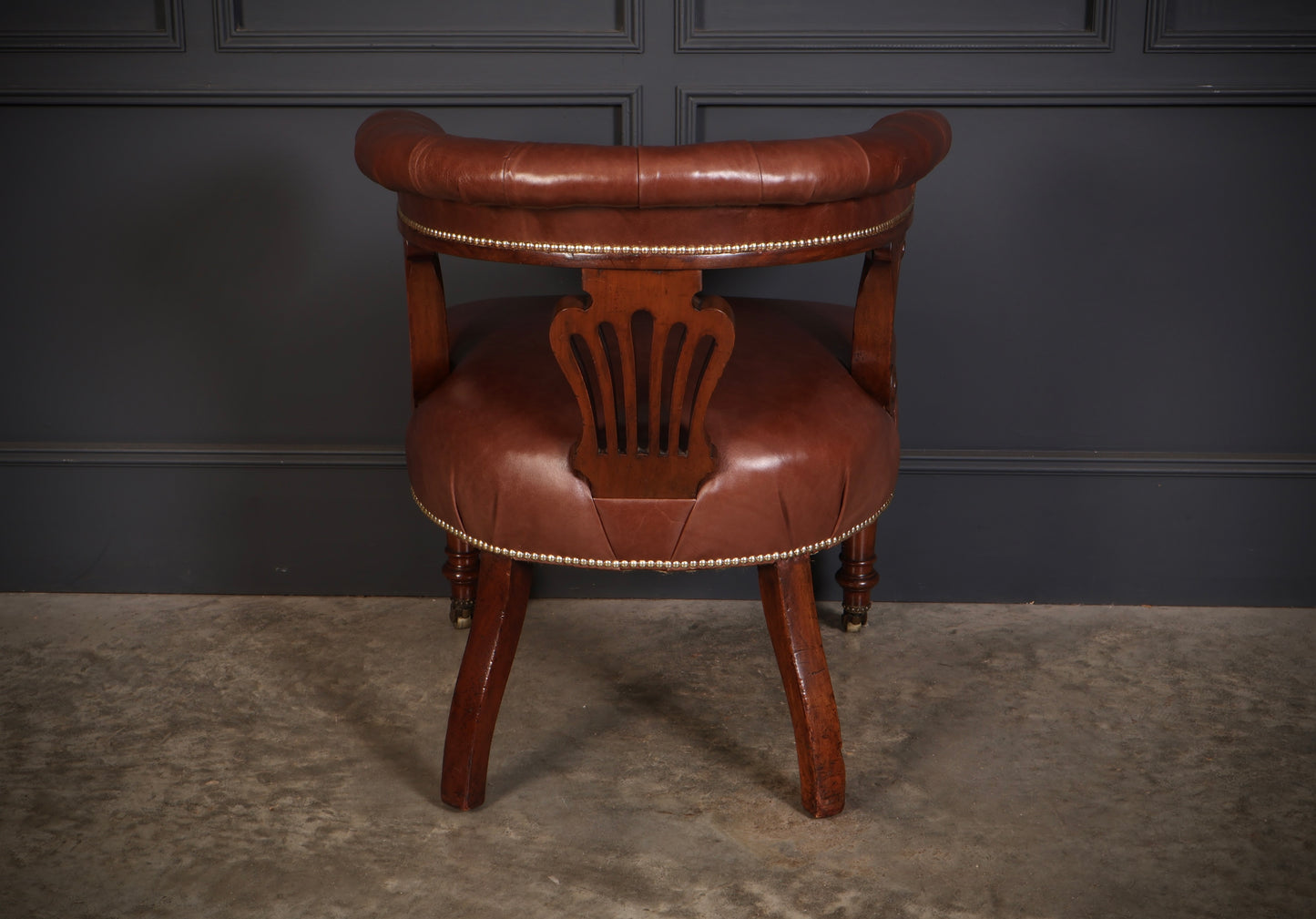 Pair of Victorian Mahogany & Leather Captains Desk Chairs