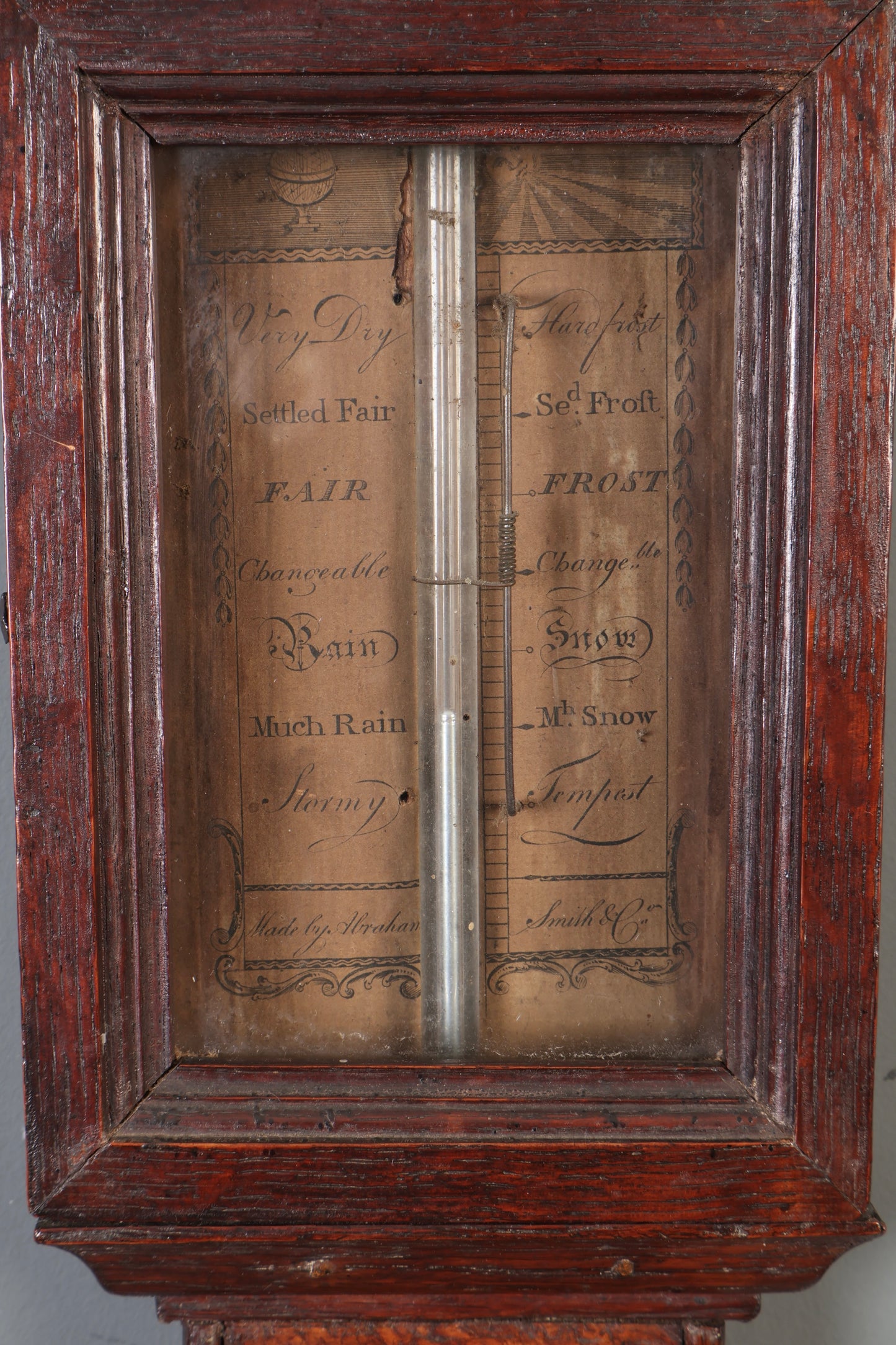 18th Century Pollard Oak Stick Barometer