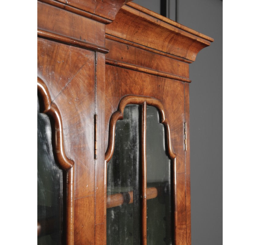 Queen Anne Style Walnut Breakfront Bookcase
