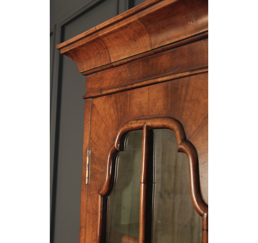 Queen Anne Style Walnut Breakfront Bookcase