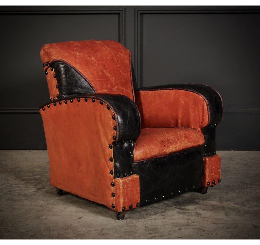 Rare Art Deco Style Leather Childs Club Chair