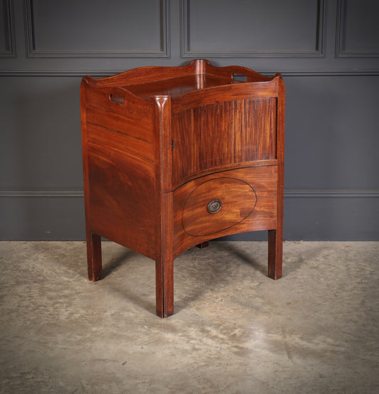Rare George III Concave Mahogany Nightstand
