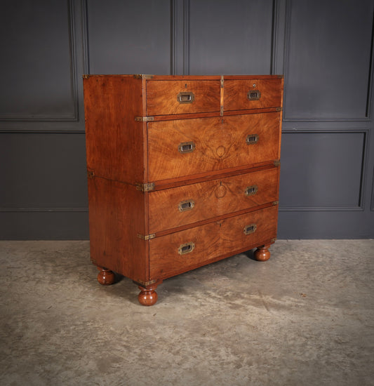Rare Figured Walnut Military Campaign Chest