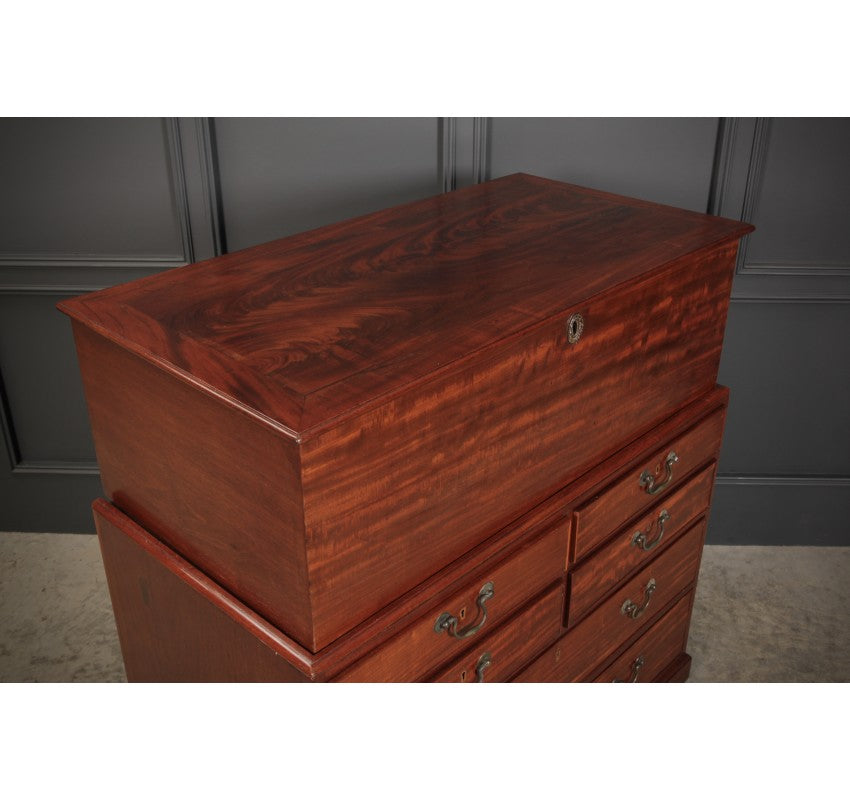 Rare Georgian Mahogany Blanket Box on Chest
