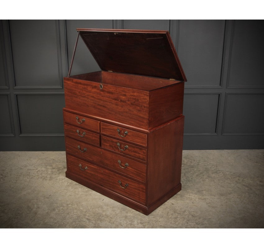 Rare Georgian Mahogany Blanket Box on Chest
