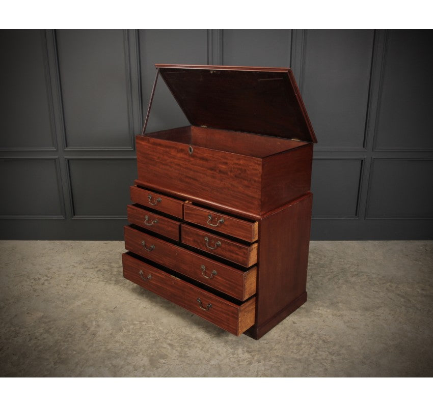 Rare Georgian Mahogany Blanket Box on Chest