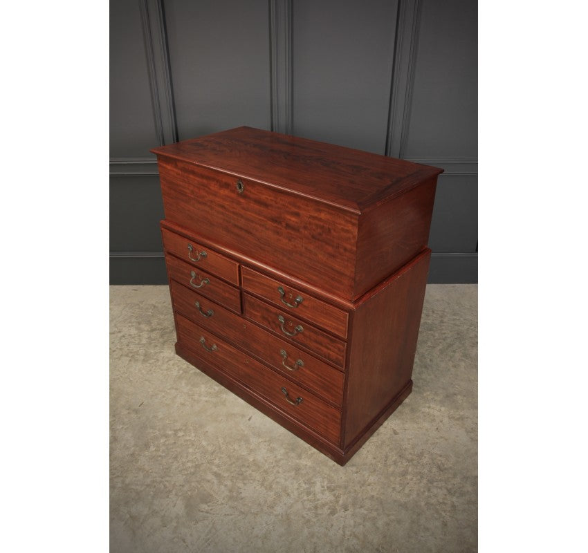 Rare Georgian Mahogany Blanket Box on Chest