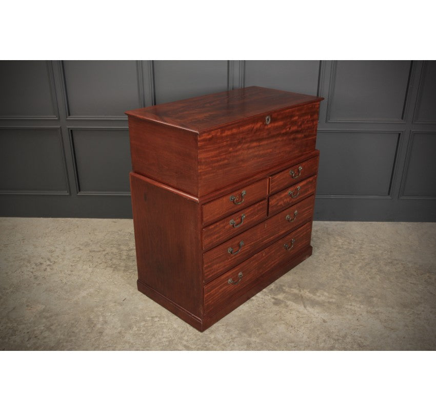 Rare Georgian Mahogany Blanket Box on Chest