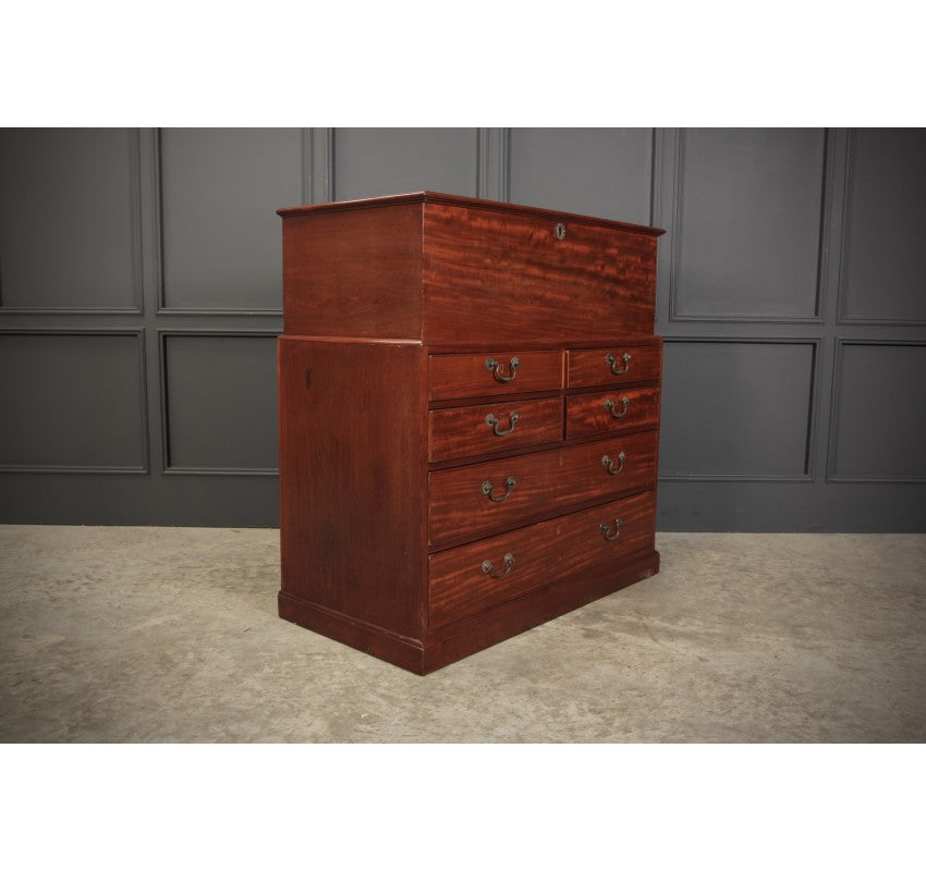 Rare Georgian Mahogany Blanket Box on Chest