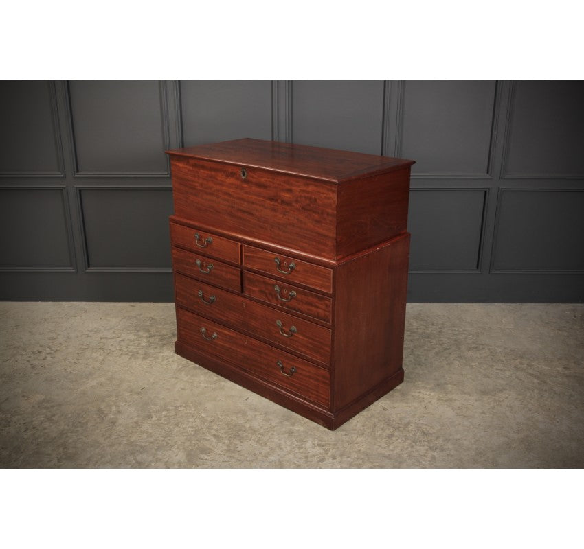 Rare Georgian Mahogany Blanket Box on Chest