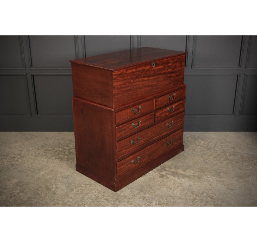 Rare Georgian Mahogany Blanket Box on Chest