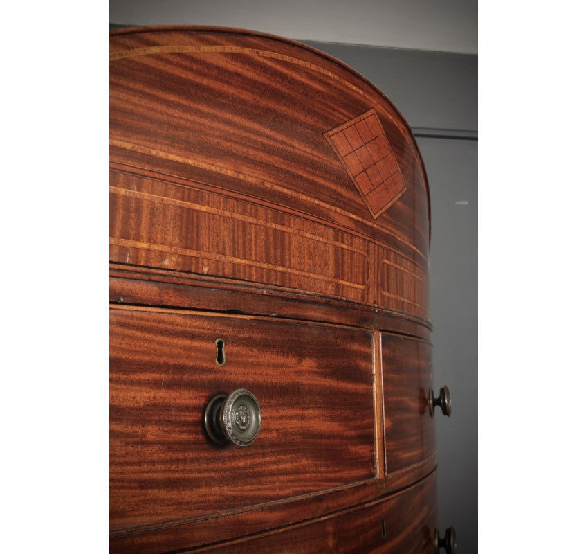 Rare Regency Bow Front Tallboy Chest on Chest