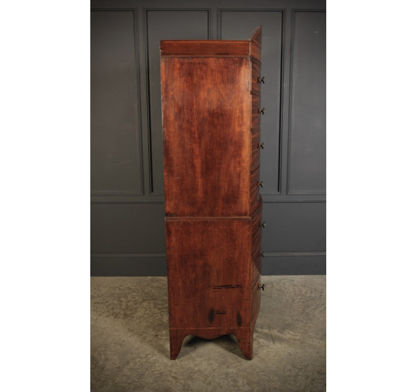 Rare Regency Bow Front Tallboy Chest on Chest