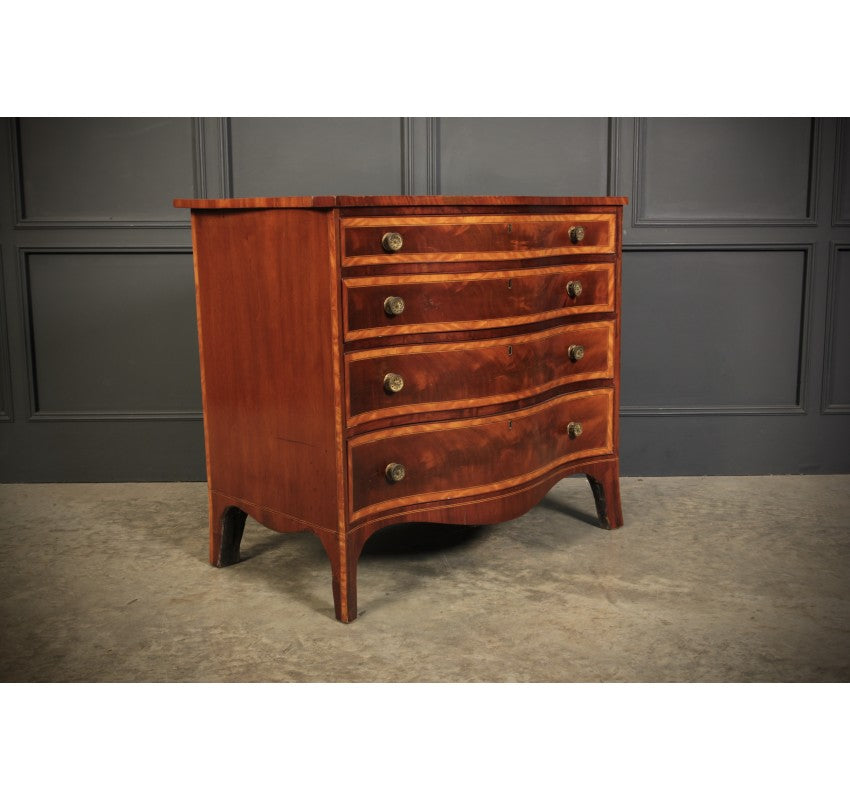 Rare Regency Mahogany Serpentine Shaped Chest of Drawers
