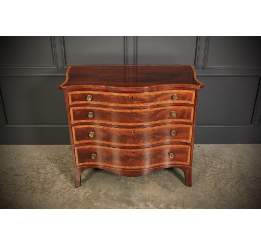 Rare Regency Mahogany Serpentine Shaped Chest of Drawers