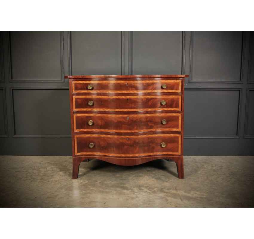 Rare Regency Mahogany Serpentine Shaped Chest of Drawers