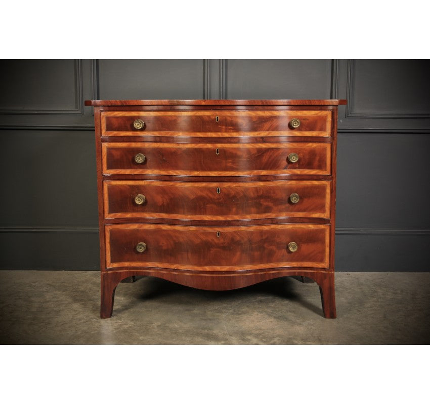 Rare Regency Mahogany Serpentine Shaped Chest of Drawers
