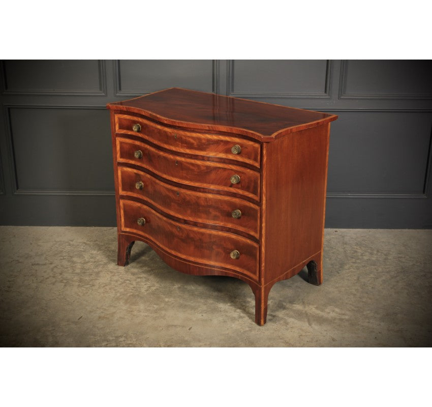 Rare Regency Mahogany Serpentine Shaped Chest of Drawers