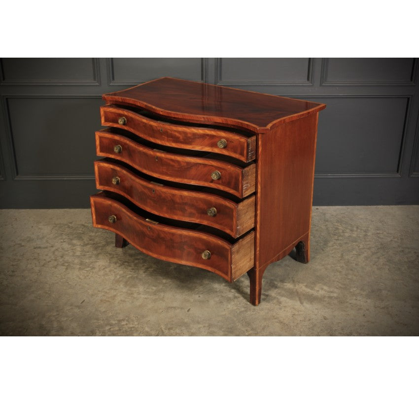 Rare Regency Mahogany Serpentine Shaped Chest of Drawers