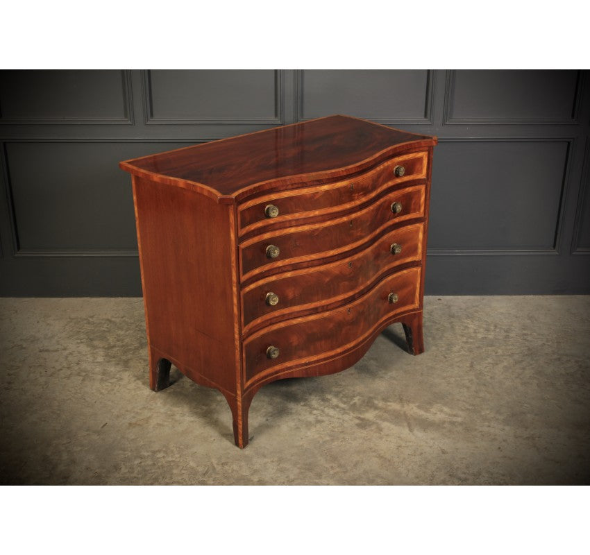 Rare Regency Mahogany Serpentine Shaped Chest of Drawers