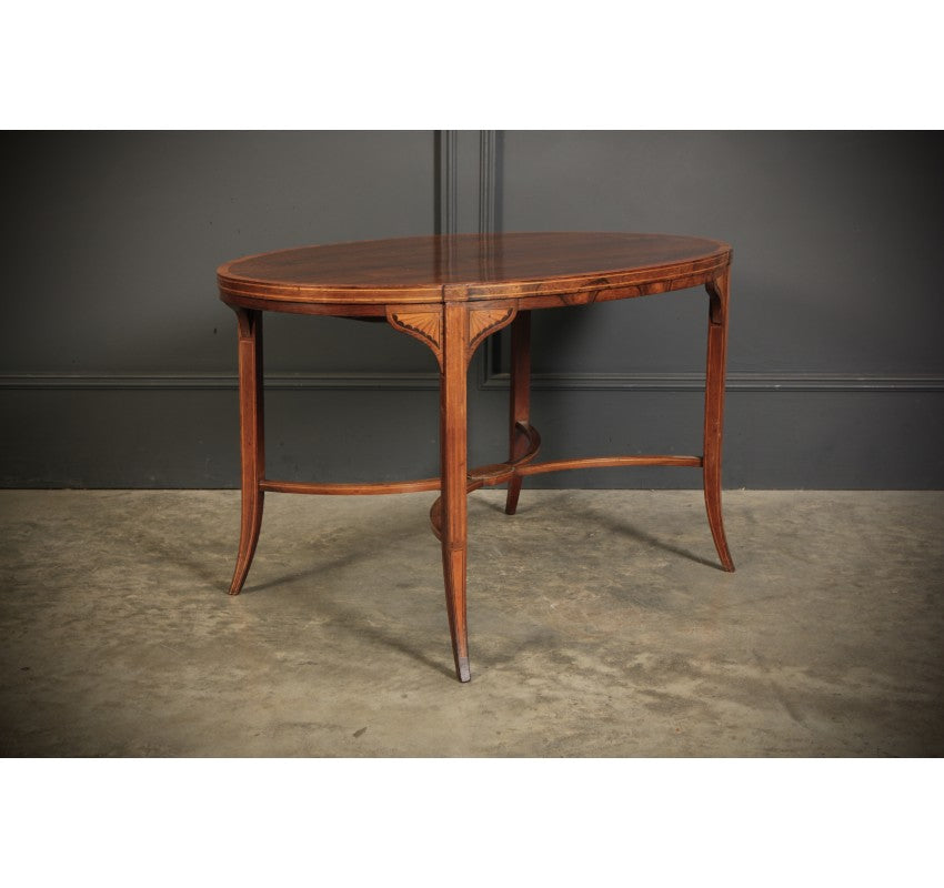 Rare Rosewood Oval Coffee Table By Jas Shoolbred & Co.