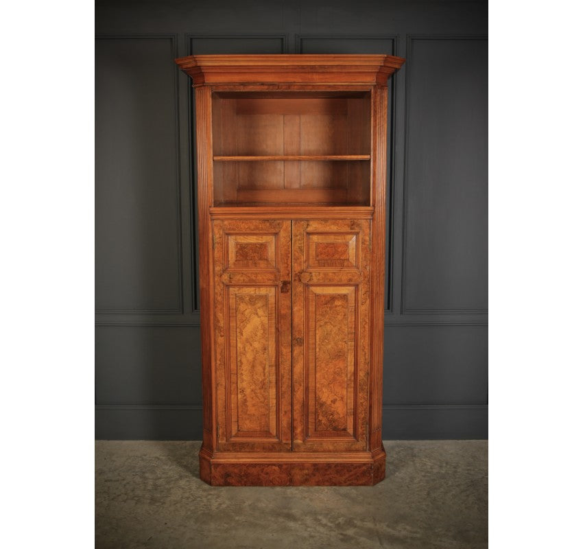 Rare Slim Burr Walnut Cupboard
